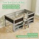 Kid twin size low loft bed in gray featuring a sturdy 2-step ramp ladder and ample under-bed space for storage.