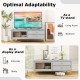 Gray TV stand with compartments and drawers, suitable for 55-inch TVs, versatile for living room or entryway use.