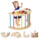 Kids climbing arch playset in multicolor with removable cushion, serving as a sensory table and lounge chair for safe.