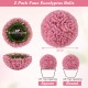 Faux pink eucalyptus decorative ball with 7 layers, 17.5 inches, perfect for garden, porch, or wedding decor.