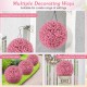 Faux pink eucalyptus decorative ball with 7 layers of leaves, ideal for garden, porch, or wedding decor.