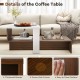 Geometric coffee table with white and brown finish, featuring 2-tier storage shelves and easy-to-clean surface for.