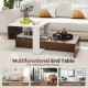 Multifunctional 2-tier geometric coffee table in white and brown with unique storage shelves for living room or.