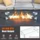 50000 BTU propane gas fire pit table with wind guard and glass rocks, designed for warmth and elegance in outdoor.