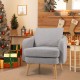 Sherpa accent chair in grey with thick seat cushion and rubber wood legs, perfect for modern living room decor.