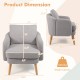 Sherpa accent chair in grey with thick cushion, curved backrest, and rubber wood legs for modern living room comfort.