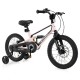 16-inch kids bike in pink with detachable training wheels, adjustable saddle, and dual disc brakes for safety and.