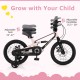 16-inch kids bike with adjustable seat and handlebar, detachable training wheels, and lightweight magnesium alloy frame.