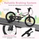 16-inch kids bike with dual disc brakes, adjustable saddle, and detachable training wheels for ages 4 to 7.