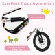 Close-up of the shock absorber and anti-skid rubber tires on a 16-inch kids bike for smooth and safe riding.