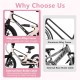 Lightweight 16-inch kids bike with magnesium alloy frame, detachable training wheels, and internal rear brake cable.