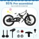 16-inch kids bike with magnesium alloy frame, adjustable saddle, dual disc brakes, and training wheels for ages 4 to 7.