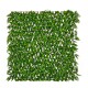Expandable fence privacy screen featuring realistic faux green eucalyptus leaves for balcony and patio use.