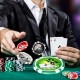 Texas Holdem poker chip set with 300 high-quality chips in five colors, perfect for tournaments and family gatherings.