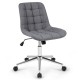 Armless grey office chair with adjustable height, thick sponge cushion, and rolling casters for versatile use.