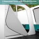 Interior view of the 8-10 person camping tent showing the flexible divider for creating two separate rooms.