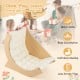 Kids climbing arch with cushion in beige, made of solid wood, ideal for climbing, playing, and learning activities.