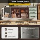 Media console table with gray finish, featuring 3 drawers, 2 glass shelves, and ample storage for living room.