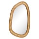 Irregular PVC rattan wall mirror with wooden frame, 33"x23.5", ideal for entryway or living room decor.