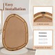Irregular PVC rattan wall mirror with wooden frame, showing easy installation features and metal hooks for secure.