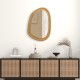 Irregular 33"x23.5" PVC rattan wall mirror with wooden frame, perfect for entryway or living room decor.