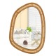 Irregular PVC rattan wall mirror with wooden frame, 33"x23.5", ideal for living room or entryway decor.