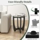 Round end side table with tempered glass top, sleek design, adjustable foot pads, perfect for drinks and decor.