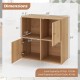4-cube bookcase with dual cabinets and anti-tipping kits, featuring a natural wood finish and spacious design for.