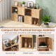 4-cube bookcase in natural finish featuring spacious top, 2 wide cubes, and 2 cabinets for practical storage solutions.