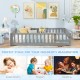 Montessori bed frame in gray with full-length guardrails and safety door, ideal for children's independence and safety.
