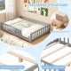 Montessori bed frame in gray with full-length guardrails and sturdy plywood slats for children's safety and.