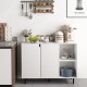 White 42-inch sideboard buffet cabinet with adjustable shelves, ideal for kitchen organization and stability.