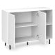 White 42-inch sideboard buffet cabinet with adjustable shelves and soft-close hinges, ideal for kitchen or living room.