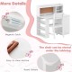 Kids desk and chair set in white with hutch, featuring storage options, easy-to-clean surface, and round corners.