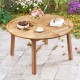 Round 53-inch outdoor dining table made of acacia wood, suitable for 4-6 people, ideal for garden or patio use.