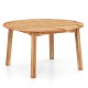Round acacia wood dining table, 53 inches, for 4-6 people, featuring a slatted top and sturdy legs, ideal for outdoor.