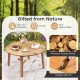Round 53-inch outdoor dining table made of premium acacia wood, suitable for 4-6 people, ideal for garden or patio use.
