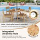 53-inch outdoor acacia wood dining table with integrated umbrella hole, suitable for 4-6 people, ideal for patio dining.
