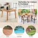 53-inch outdoor acacia wood dining table for 4-6 people, featuring a slatted tabletop and integrated umbrella hole.