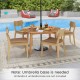 53-inch outdoor acacia wood dining table for 4-6 people, featuring a slatted top and integrated umbrella hole, perfect.