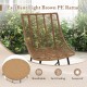 Light brown PE rattan chair with ergonomic design and removable cushion, perfect for outdoor patio relaxation.