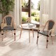Hand-woven PE wicker outdoor French bistro chairs set of 2 in black, featuring a classic wood-like frame for patio use.