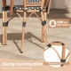 Hand-woven PE wicker outdoor French bistro chair with wood-like surface, sturdy construction, supports 400 lbs, ideal.