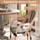 Hand-woven black PE wicker outdoor French bistro chair with curved armrests and 105° inclined backrest for comfort.