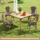 Hand-woven PE wicker outdoor French bistro chairs set of 2 in black, featuring a classic design for patio dining.