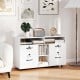 Modern white file cabinet with lock, featuring two drawers, adjustable shelves, and rolling casters for easy mobility.