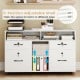 Mobile lateral filing storage organizer in white with adjustable shelves and lockable drawers for secure document.