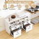 Modern white file cabinet with lock, featuring two drawers and adjustable shelves for organized storage of files and.