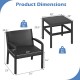 Dimensions of the 3 Piece Patio Furniture Set featuring a rattan armchair and square side table, ideal for outdoor use.
