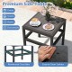 Square side table with PP rattan texture, easy-to-clean surface, and reinforced cross bars for outdoor use.
